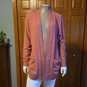 Market & Spruce Open-Front Cardigan Sweater in Dusty Rose